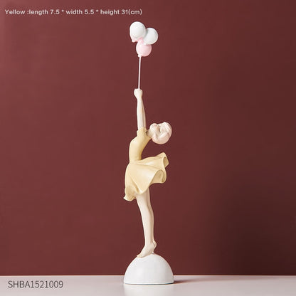 Cute Balloon Women Girls Resin Model Statue Home Decor