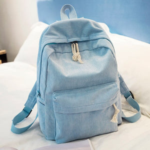Corduroy Design Women Women School Bag Backpack For Teenage Girls