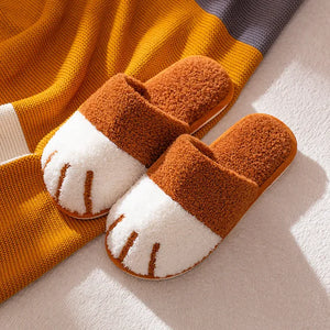 Cute Cat Fluffy Paw Women Fur Plush Indoor Home Slippers Shoes