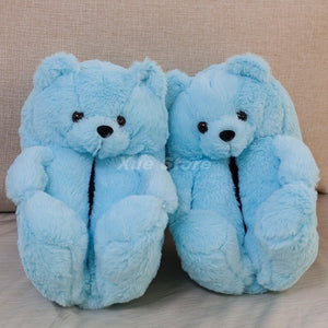 Cute Teddy Bear Furry Faux Fur Indoor Home Slippers Shoes