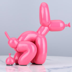Squat Balloon Pooing Dog Resin Statues Home Decoration