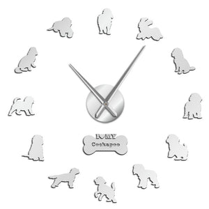 Cockapoo Large Frameless DIY Wall Clock Spoodle Dog Lovers Gift