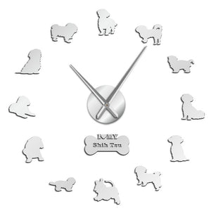 Shih-Tzu Large Frameless DIY Wall Clock Dog Lover Gift