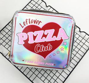 Cute Gimme Pizza Club Laser Leather Purse Shoulder Bag