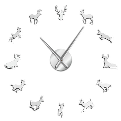 Antler Deer Head Deer Hunter Large Frameless DIY Wall Clock