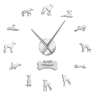 Whippet Snapdog Large Frameless DIY Wall Clock