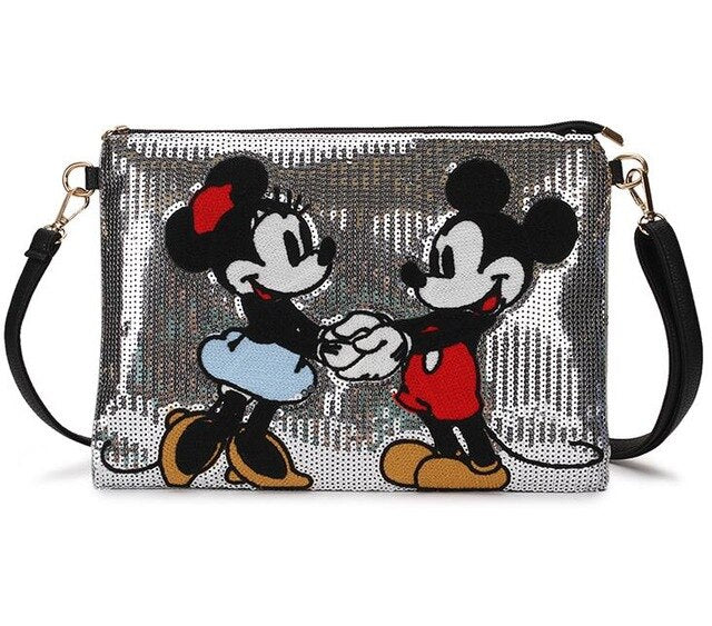 Cartoon Mickey Minnie Sequin Leather Purse Handbag