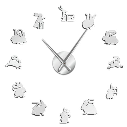 Bunny Rabbit Numbers Large Frameless DIY Wall Clock