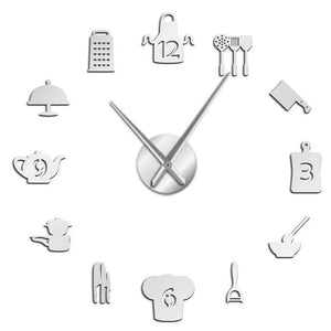 Kitchen Cooking Tools DIY Frameless Large Wall Clock