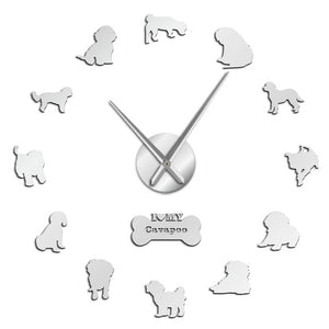 Cava Doodle Cavapoo Dog Large Frameless DIY Wall Clock