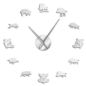Sus Scrofa Wild Boar Large Frameless DIY Wall Clock