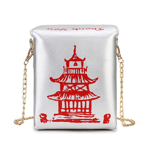 Chinese Takeout Box Tower Leather Purse Handbag