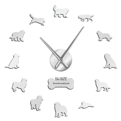 Newfoundland Dog Large Frameless DIY Wall Clock