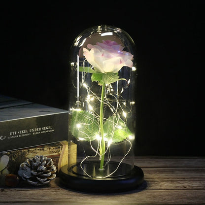 Galaxy Artificial Roses Flower In A Glass Dome Valentine Christmas Gift