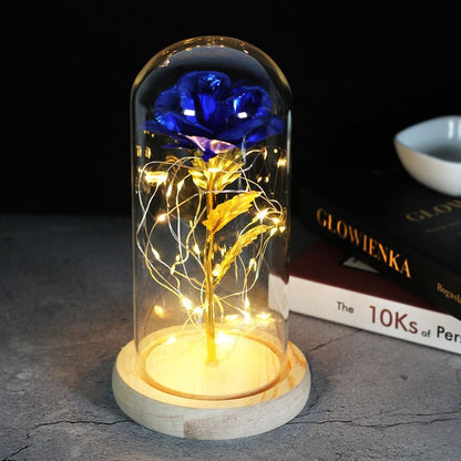 Galaxy Artificial Roses Flower In A Glass Dome Valentine Christmas Gift