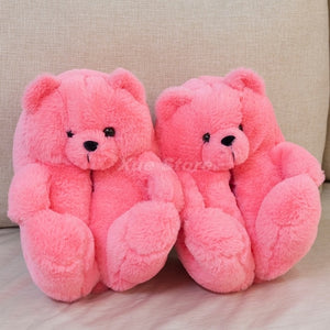 Cute Teddy Bear Furry Faux Fur Indoor Home Slippers Shoes