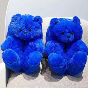 Cute Teddy Bear Furry Faux Fur Indoor Home Slippers Shoes