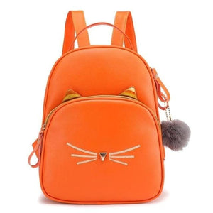 Lovely Kitten Cat Leather Square Satchel Light Shoulder School Bag Backpack