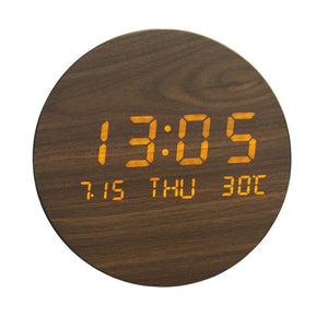 Multi-function LED Display Digital Wooden Wall Clock