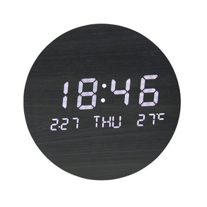 Multi-function LED Display Digital Wooden Wall Clock