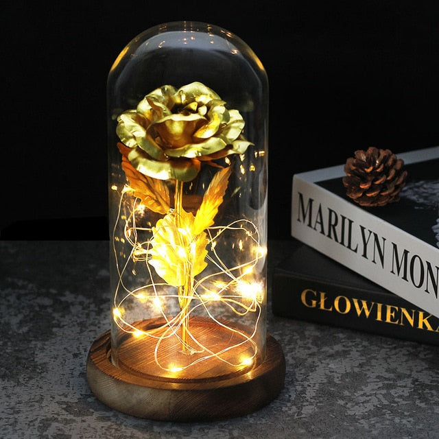 Galaxy Artificial Roses Flower In A Glass Dome Valentine Christmas Gift