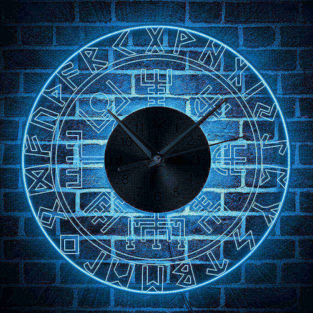 Luminous Viking Runes Acrylic Wall Clock with LED Light