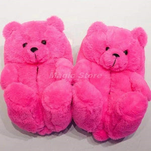 Cute Teddy Bear Furry Faux Fur Indoor Home Slippers Shoes