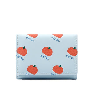 Cute Fruits Leather Purse Folding Card Holder Short Wallet