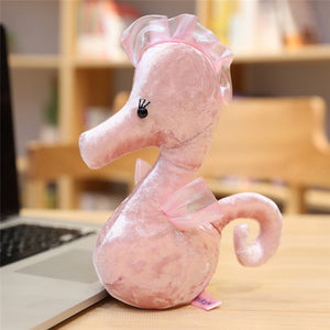 Fluffy Shiny Princess Swan Seahorse Stuffed Doll Toy