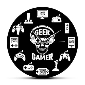 Geek Gamer Video Game Coltrollers Wall Clock for Gaming Room