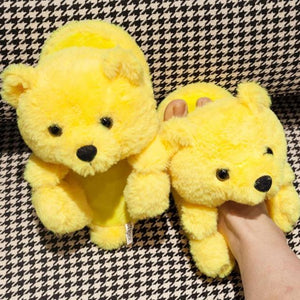 Cute Teddy Bear Furry Faux Fur Indoor Home Slippers Shoes