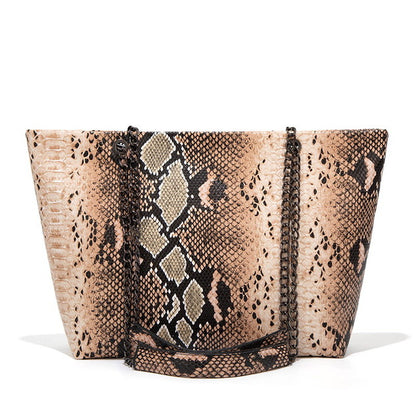 Casual Leopard/Snake Leather Large Capacity Tote Bags Shoulder Bags