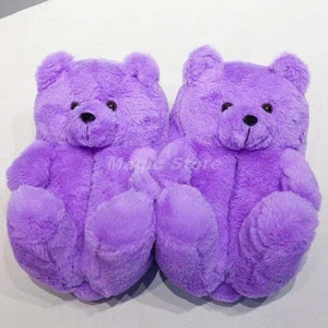 Cute Teddy Bear Furry Faux Fur Indoor Home Slippers Shoes