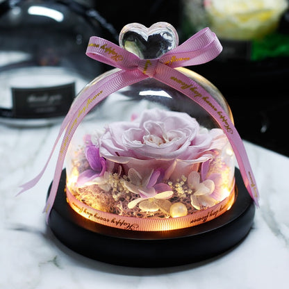 Forever Rose Flower In Flask LED Glass Dome Valentines Day Gift