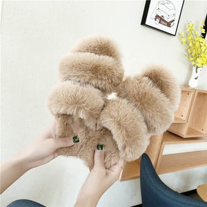 Furry Fur Women Warm Indoor Slippers Shoes