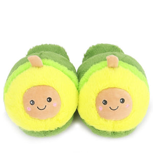 Cute Cartoon Avocado Indoor Soft Home Plush Slippers Shoes