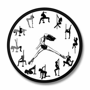 Pole Dancer Dancing Moving Clock Hands Silent Wall Clock