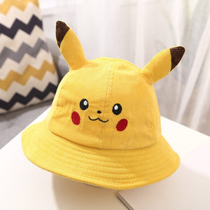 Anime Yellow Pokemon Pikachu Bucket Wide Hat Outdoor Cap