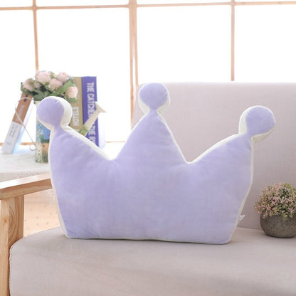 Rainbow Princess Crown Plush Stuffed Pillow for Girl Room Sofa Decor