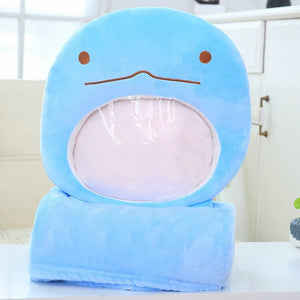 3 in 1 Transparent Film Plush Pillow Phone Hand Warmer with Flannel Blanket