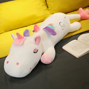 Lovely Lying Unicorn Large Size Soft Soft Plush Stuffed Doll Long Pillow