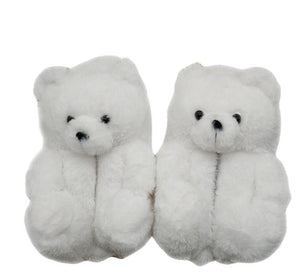 Cute Teddy Bear Furry Faux Fur Indoor Home Slippers Shoes