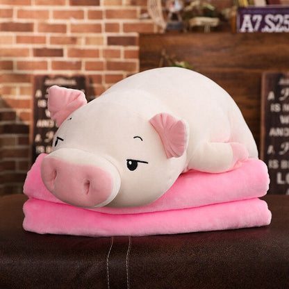 Lovely Pink Pig Down Soft Plush Cotton Stuffed Doll Pillow