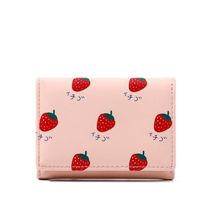 Cute Fruits Leather Purse Folding Card Holder Short Wallet