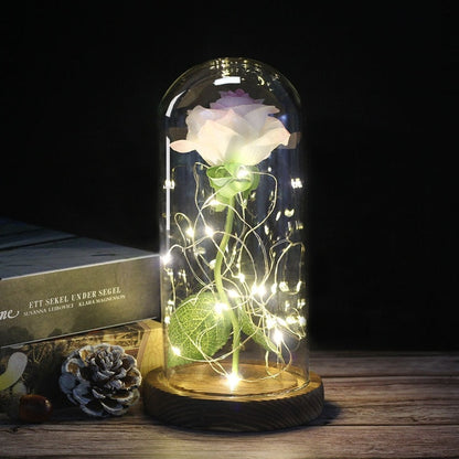 Galaxy Artificial Roses Flower In A Glass Dome Valentine Christmas Gift