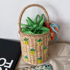Cute Pineapple Summer Beach Straw Shoulder Bag