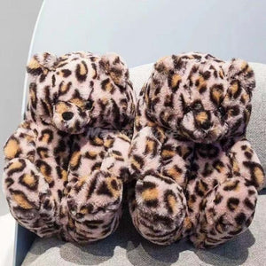 Cute Teddy Bear Furry Faux Fur Indoor Home Slippers Shoes