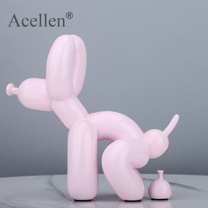 Squat Balloon Pooing Dog Resin Statues Home Decoration
