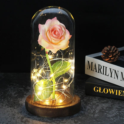 Galaxy Artificial Roses Flower In A Glass Dome Valentine Christmas Gift
