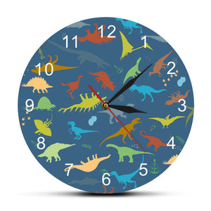 Colorful Dinosaur With Arabic Numbers Children Room Wall Clock